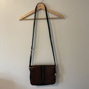 Brahmin Tuscan SaddleBag Finished/Melbourne Croc Emb Leather Shoulder Vintage